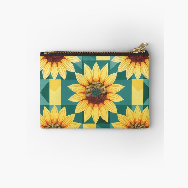 Item preview, A quirky sunflower checkerboard pattern design with geometric sunflower shapes in various colors. designed and sold by HEMRO.
