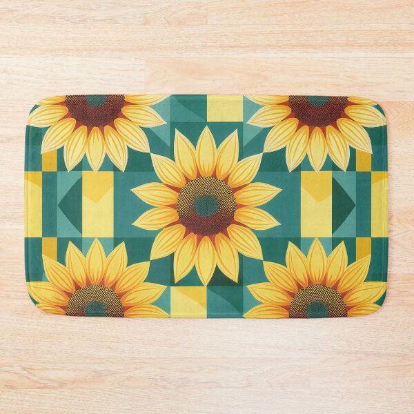 Item preview, A quirky sunflower checkerboard pattern design with geometric sunflower shapes in various colors. designed and sold by HEMRO.
