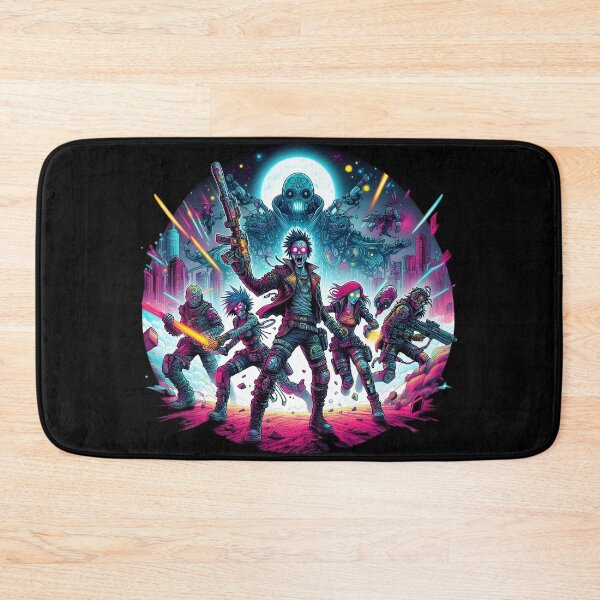 Item preview,  Neon Cyberpunk Warriors Battling Robots designed and sold by IllumeInk.