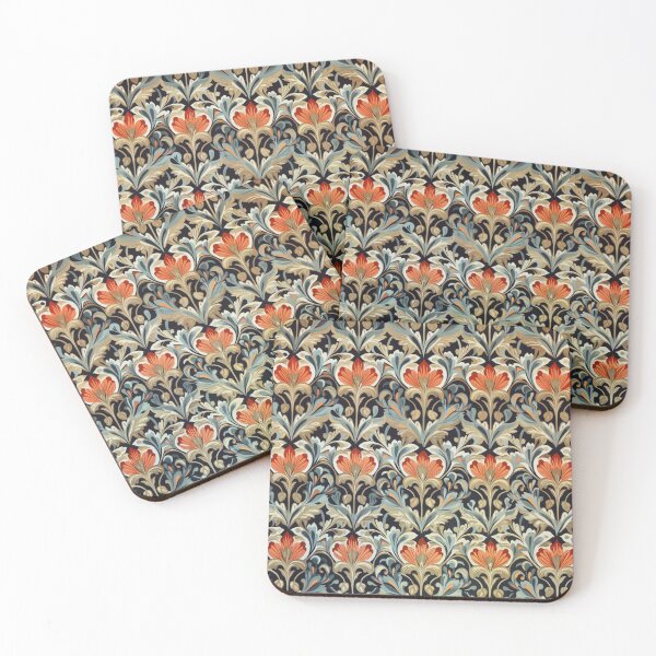 Item preview, Beautiful repeating pattern botanical in feel in navy blue, rust, and neutral colors. designed and sold by JMMDesigns55.