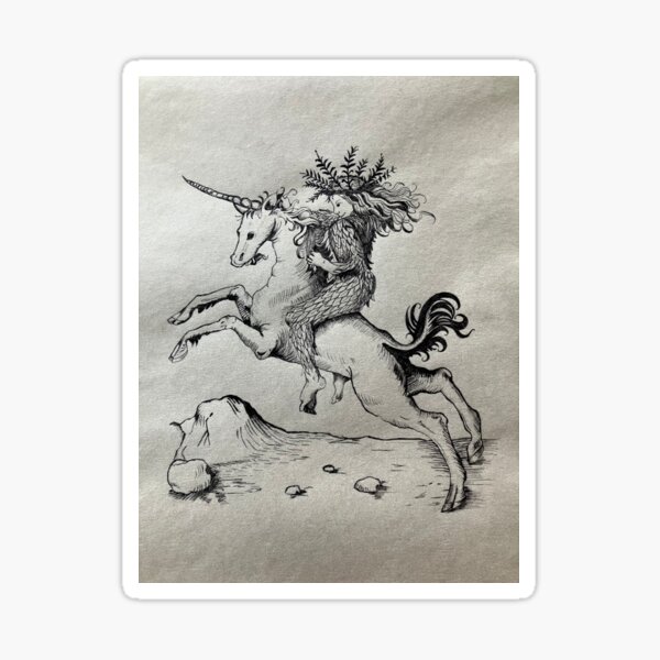 Item preview, Wild Woman Riding Unicorn designed and sold by ArtsNataliia.