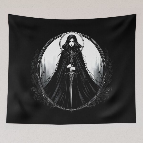 Item preview,  Mysterious Dark Sorceress with Sword designed and sold by IllumeInk.