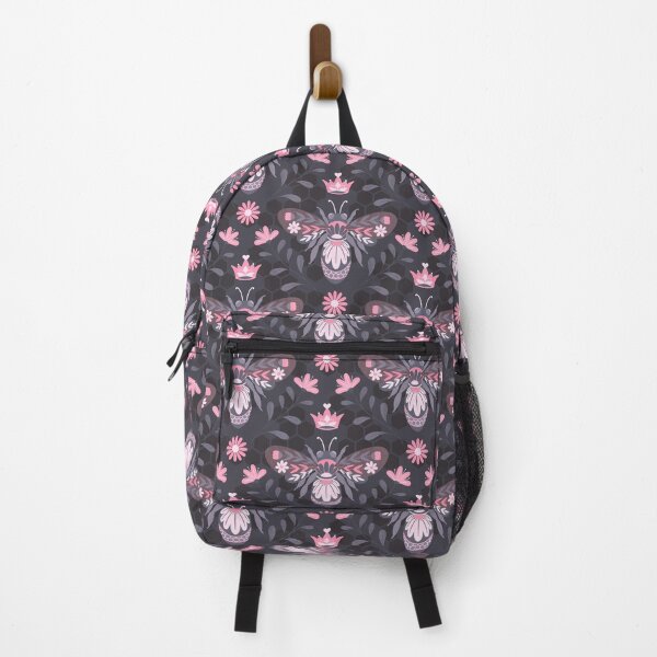 Item preview, Floral Queen Bee and HoneyComb Pattern Grey Pink on Light Grey  designed and sold by Guided by Light Art.