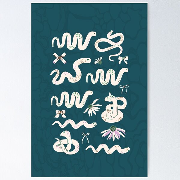 Item preview, Snakes Reptile animals with florals and bows designed and sold by Syuzanna.