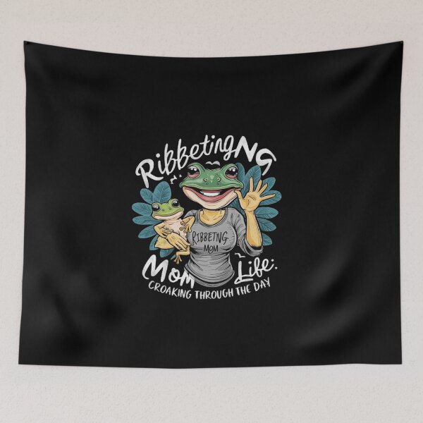 Item preview, Ribbiting Mom Life: Cute Frog and Baby Cartoon designed and sold by love3617.
