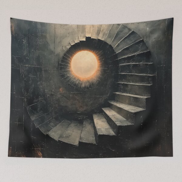 Item preview, A design of a dark, winding staircase spiraling inward towards a bright, circular opening at its center.  designed and sold by HEMRO.