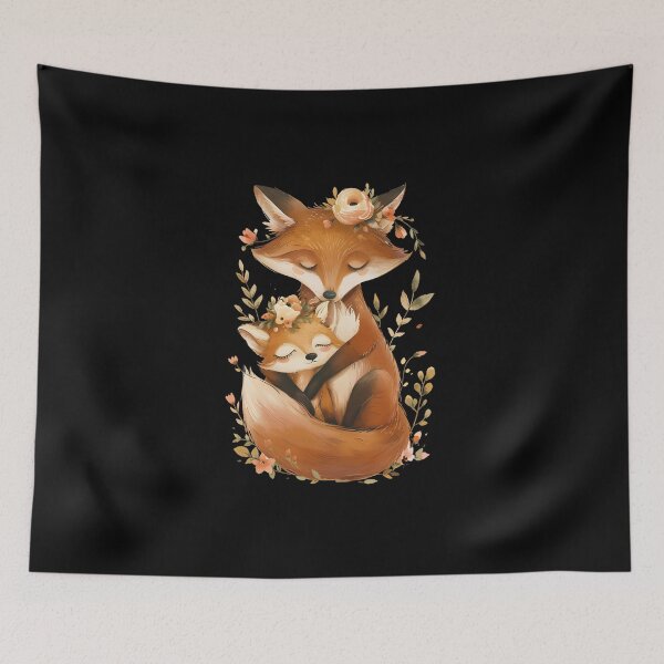 Item preview, Fox and flowers with cub designed and sold by ArtPompon.