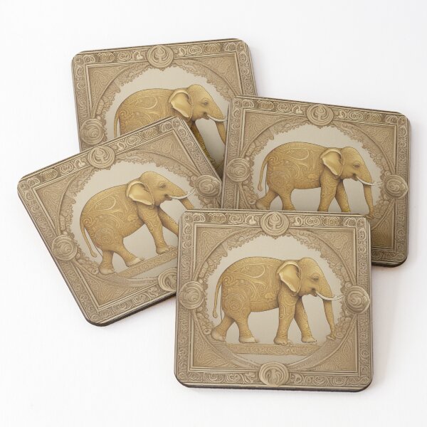 Item preview, Golden flower artwork on one elephant, ancient style. designed and sold by Artchara..