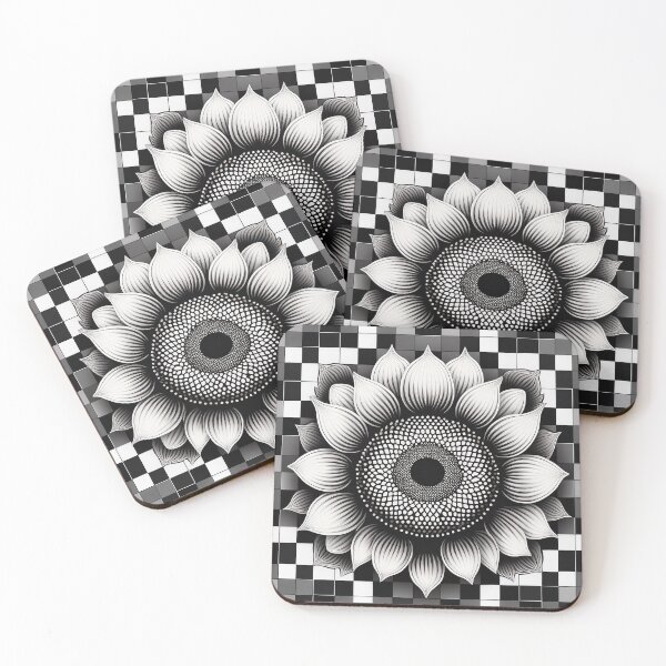 Item preview, An elegant sunflower checkerboard pattern design with black and white sunflower. designed and sold by HEMRO.