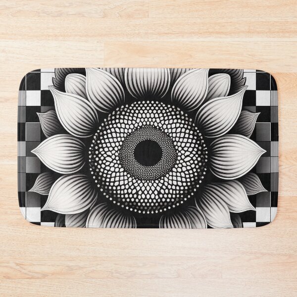 Item preview, An elegant sunflower checkerboard pattern design with black and white sunflower. designed and sold by HEMRO.