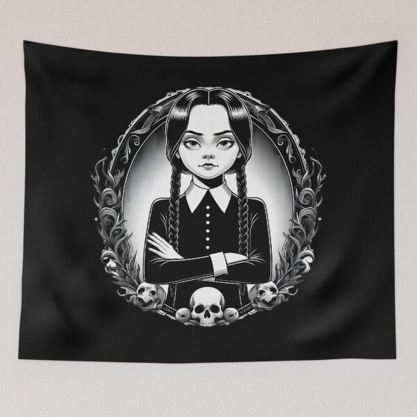 Item preview,  Gothic Girl with Braids and Skulls - Dark Art designed and sold by IllumeInk.