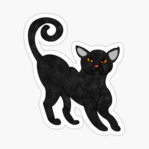 Black Kitty Cat With Curled Tail Sticker