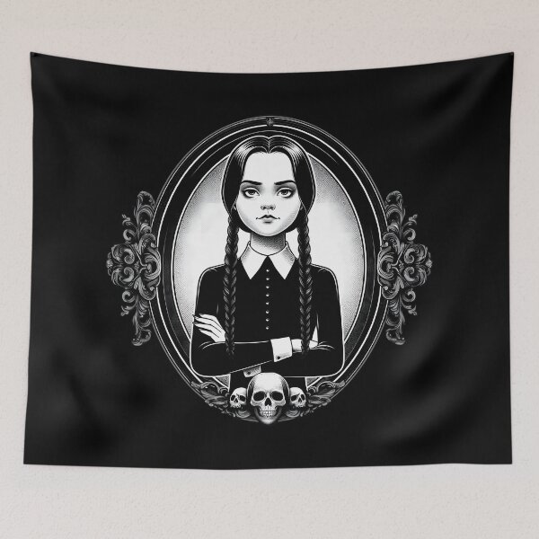 Item preview,  Gothic Portrait of Dark-Haired Girl with Skulls designed and sold by IllumeInk.
