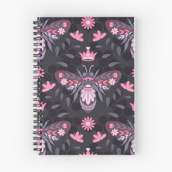 Item preview, Floral Queen Bee and HoneyComb Pattern Grey Red Pink on Grey  designed and sold by Guided by Light Art.