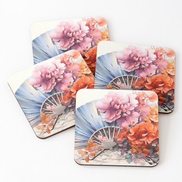 Item preview, Japanese Watercolor - Fans Sensu designed and sold by KootenayDesigns.