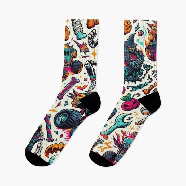 Item preview, "Skeleton Monster Trucks and Mortal Kombat Characters in Funky Shoes" designed and sold by Imaginarium of Chaos falcon88 .