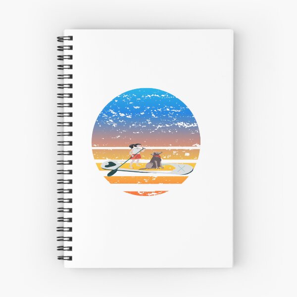 Item preview, Design of a girl and her Labrador dog enjoying paddleboarding and SUB Yoga, on a retro sunset. the best gift designed and sold by StyleFused.