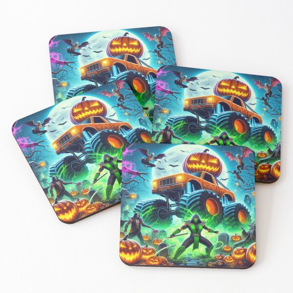 Item preview, "Pumpkin Monster Trucks and Kombat Zombies in a Graveyard Showdown" designed and sold by Imaginarium of Chaos falcon88 .