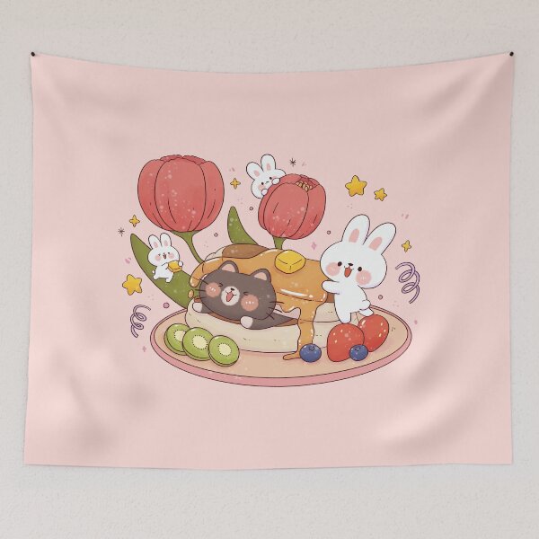 Item preview, Bunny Cat Yummy Pancake designed and sold by NasDoodleArt.