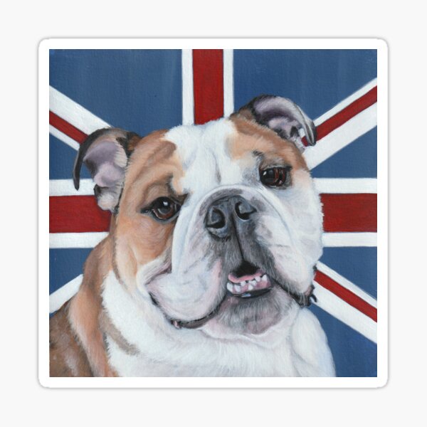 Bulldog with Union Jack Sticker