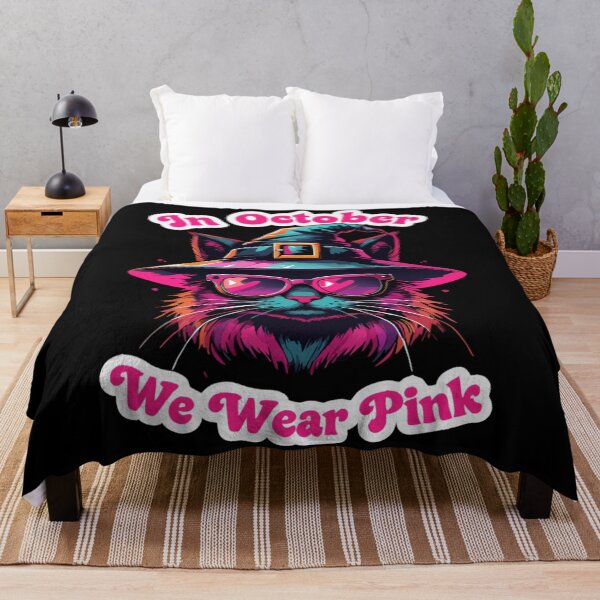 Item preview, In October We Wear Pink: Halloween Cat for Breast Cancer Awareness designed and sold by printmala.
