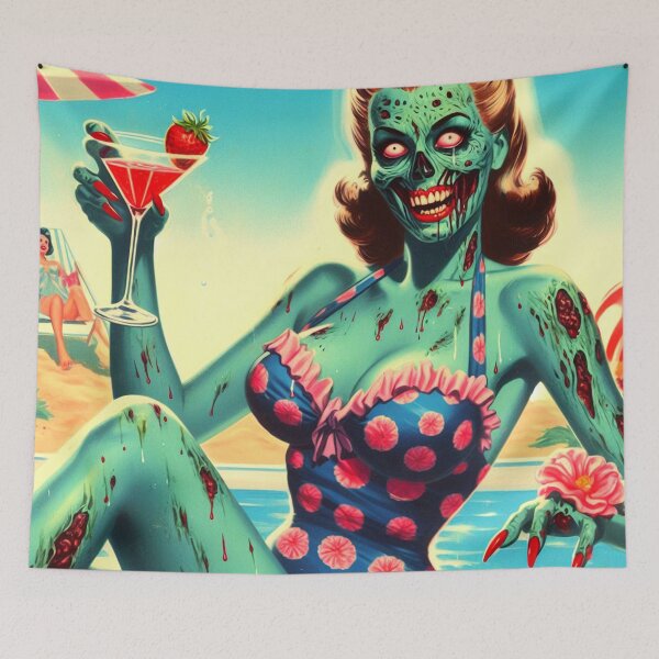 Item preview, Zombie Summer Pin-up designed and sold by PulpVintage.