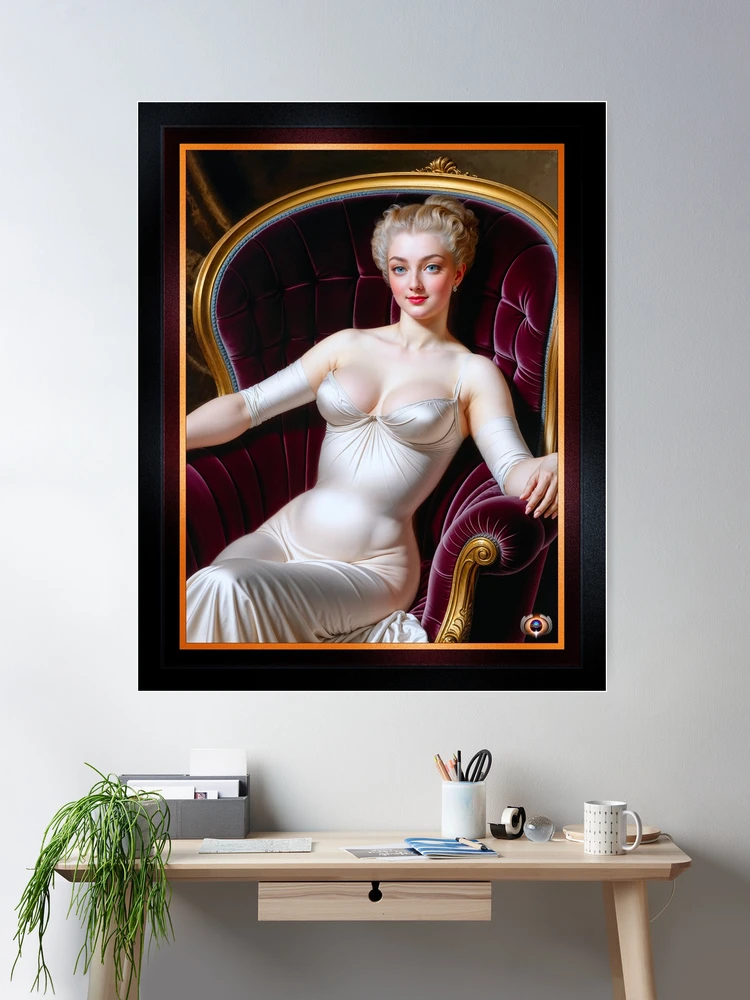 Exquisite Retro Hollywood Glamour Pin-Up Blonde Beauty Alluring AI Concept Art by Xzendor7 Wall Decor Poster Art Print