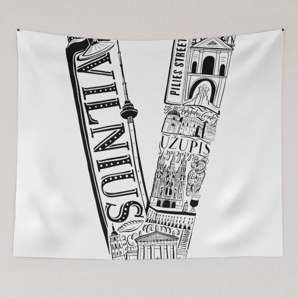Item preview, Monochrome Illustrations of Vilnius: A City's Charm designed and sold by BubbleSpy.