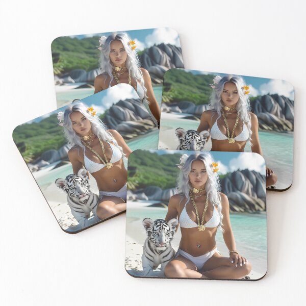 Item preview, Model on the beach with tiger designed and sold by Frank-Farran.