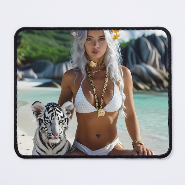 Item preview, Model on the beach with tiger designed and sold by Frank-Farran.