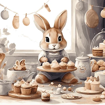 Artwork thumbnail, Pastry Chef Rabbit by Pawsandco