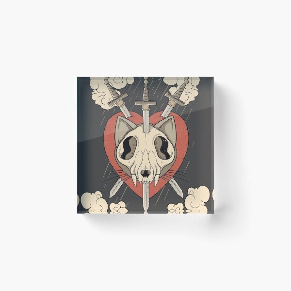 Item preview, Three of Swords CAT SKULL designed and sold by Ezrienel.