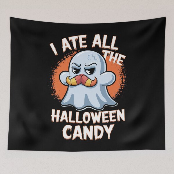Item preview, Funny Halloween Ghost Ate All Candy designed and sold by Quirky Shirts.