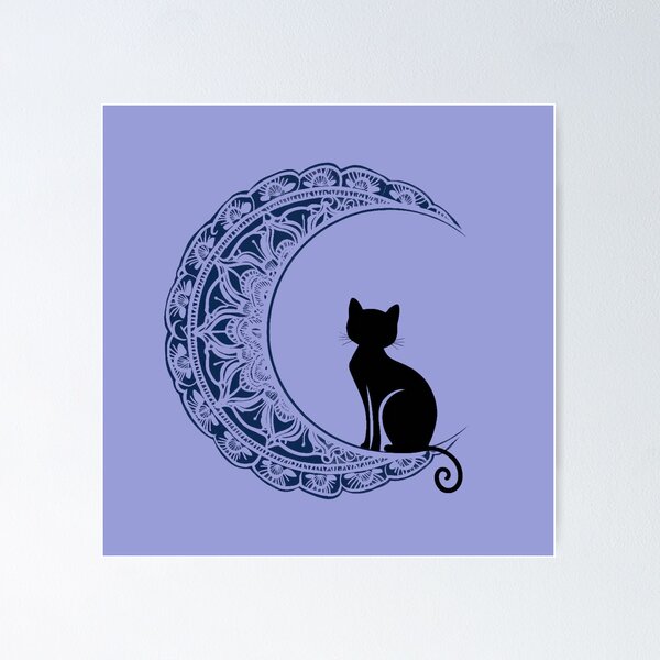 Item preview, A black cat and the crescent moon designed and sold by NiRia Spot.