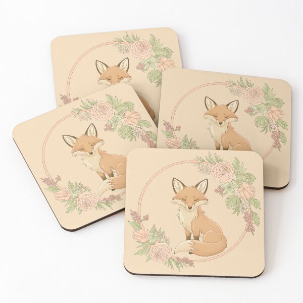 Item preview, Fox and flowers designed and sold by ArtPompon.