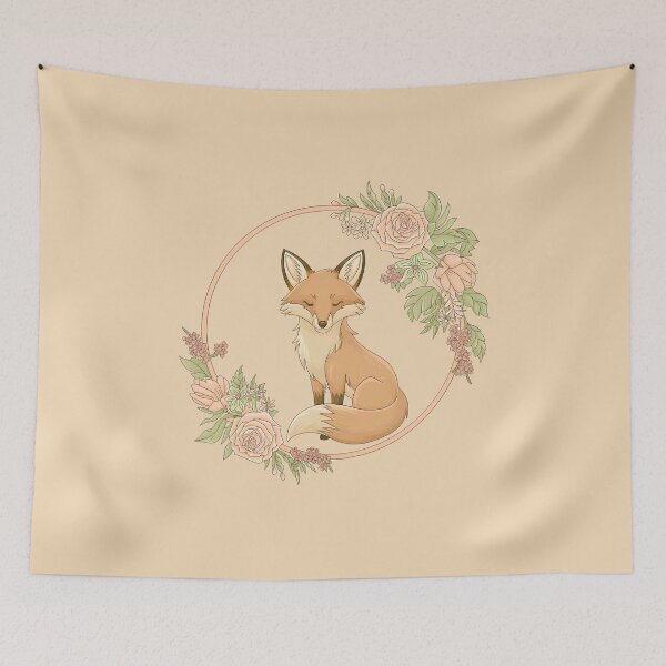 Item preview, Fox and flowers designed and sold by ArtPompon.