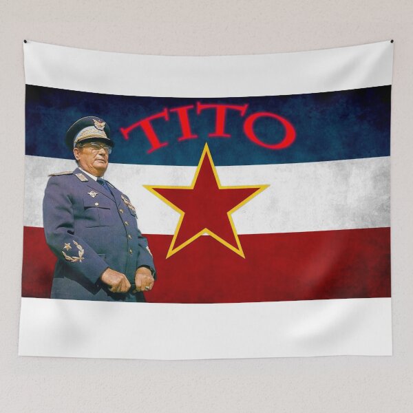 Item preview, Josip Broz Tito with Yugoslav Flag and Star - Historical Tribute designed and sold by Snicel69.