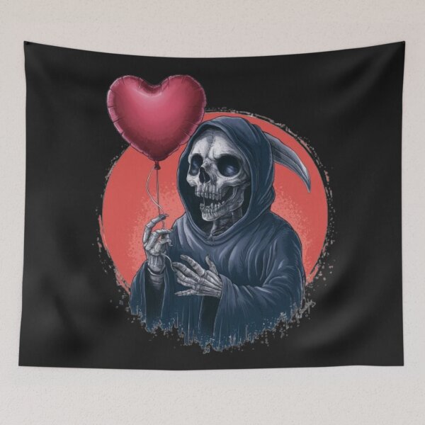Item preview,  Grim reaper holding heart balloon designed and sold by 123ks.