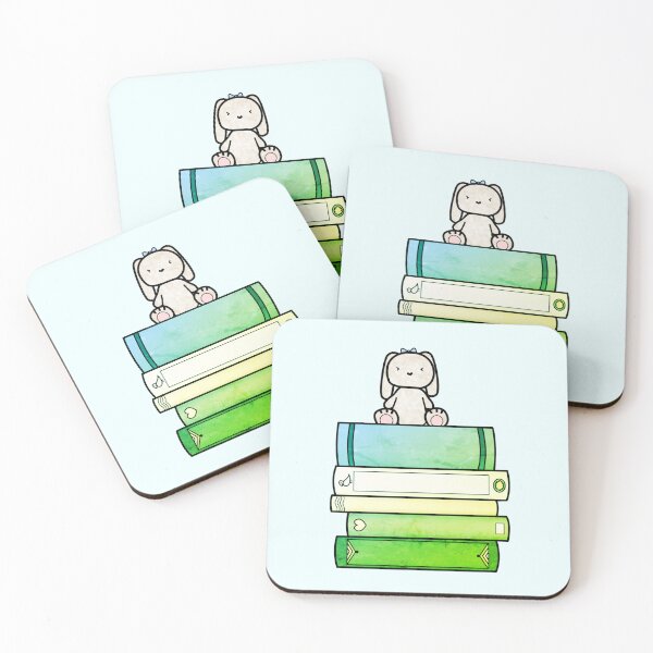 Item preview,  Book Stack and Bunny Green designed and sold by ClearAndHappy.