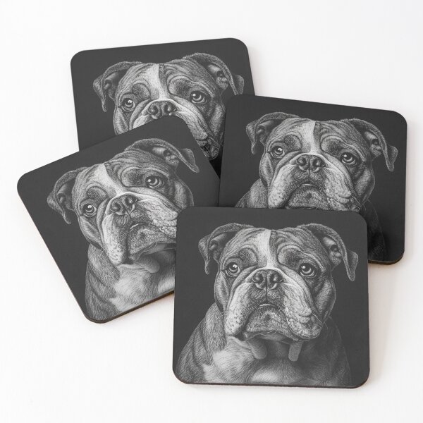 Item preview, Black and white bulldog pencil drawing designed and sold by Pencil-Art.