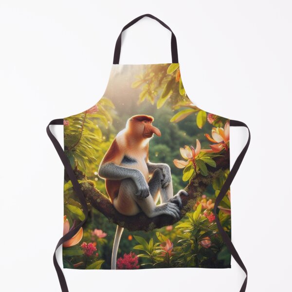 Item preview, Sunda proboscis monkey among flowers designed and sold by Wild-way Art.