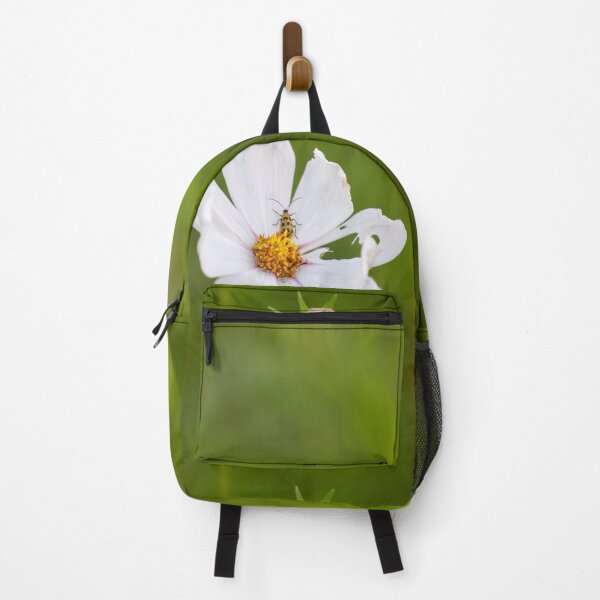 Item preview, White flower with cute little bug on designed and sold by tenkenryujin.