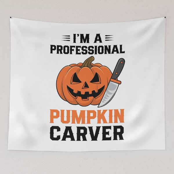 Item preview, Spooky Pumpkin Carving with Knife designed and sold by Quirky Shirts.