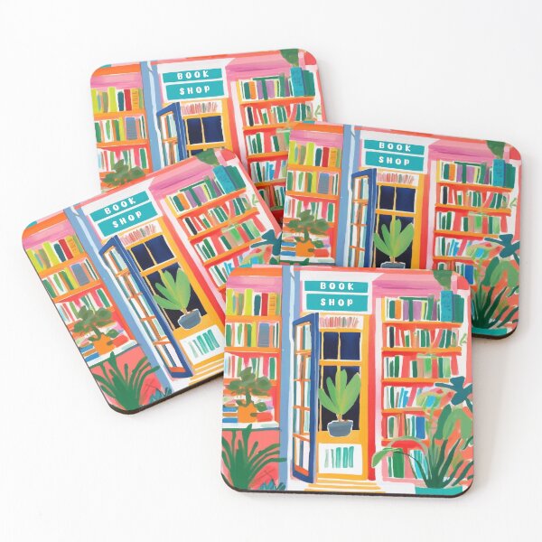 Item preview, Colorful Bookstore Storefront with Bright Plants designed and sold by PalmitoDecor.