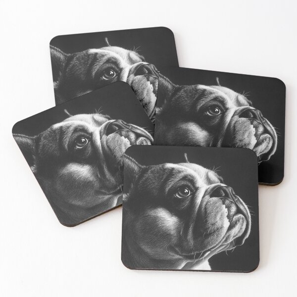 Item preview, Black and white bulldog pencil drawing designed and sold by Pencil-Art.