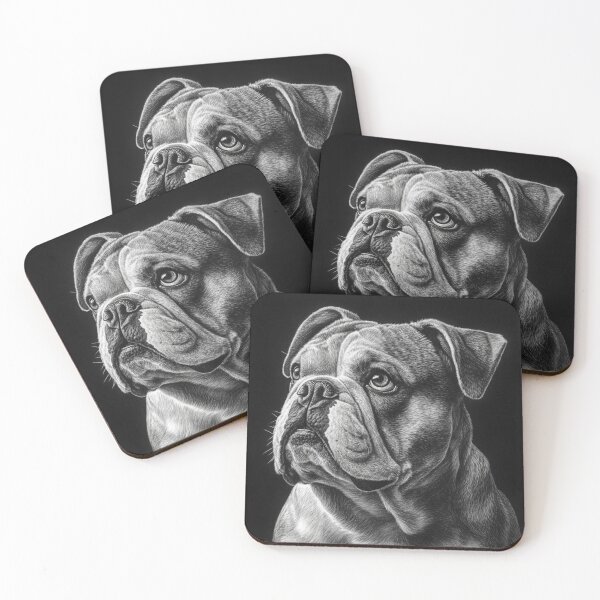 Item preview, Black and white bulldog pencil drawing designed and sold by Pencil-Art.