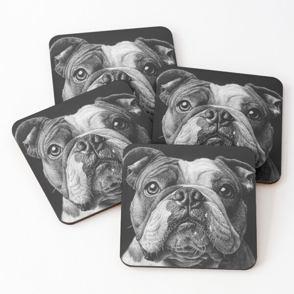 Item preview, Black and white bulldog pencil drawing designed and sold by Pencil-Art.
