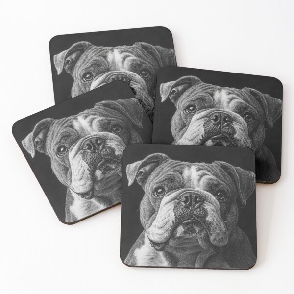 Item preview, Black and white bulldog pencil drawing designed and sold by Pencil-Art.