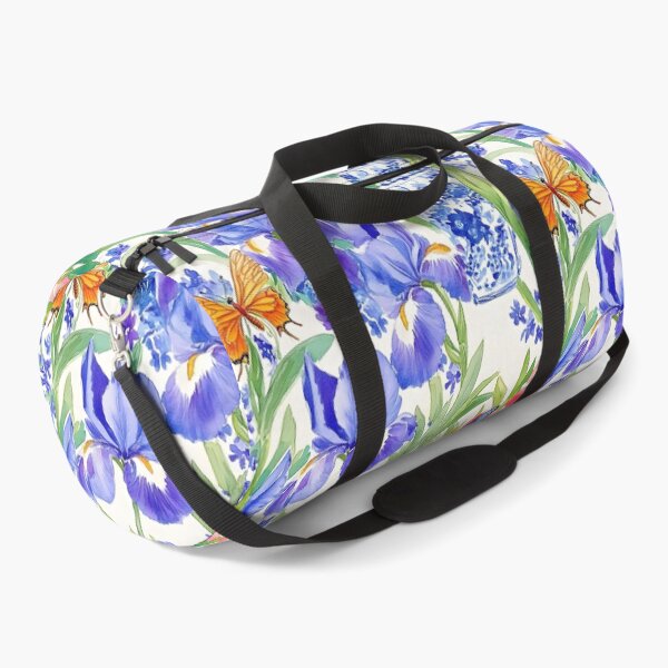 Item preview, Purple irises in chinoiserie jar and butterflies watercolor sketch designed and sold by SophieClimaArt.