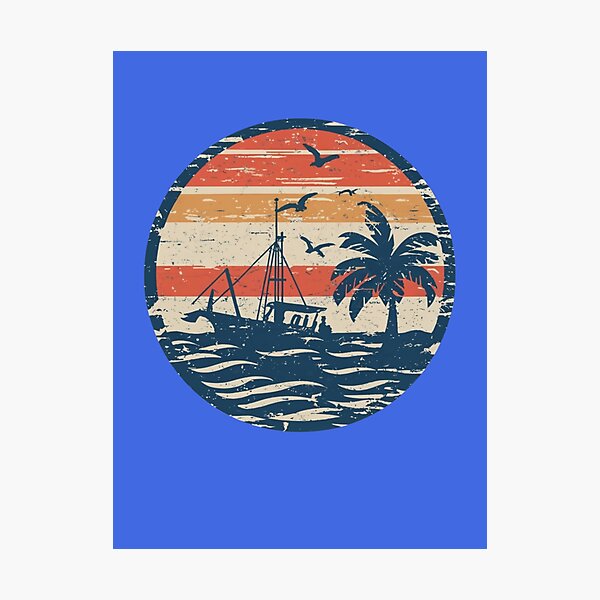 Item preview, Vintage Sunset Shrimp Boat Silhouette designed and sold by Inspius.